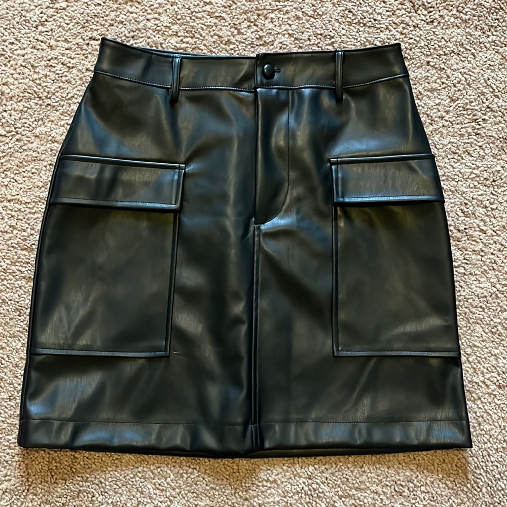 Black Leather Mini Skirt, size XS
